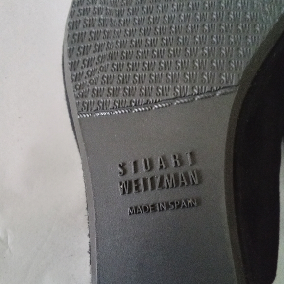 Stuart Weitzman Spando Black Nubuck Suede Strappy Slingback Wedges 7.5 M $398 - Picture 6 of 11